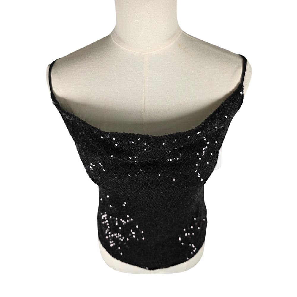 NWT XS‎ Leith Black Sequin Spaghetti Strap Lined Top - Picture 2 of 10